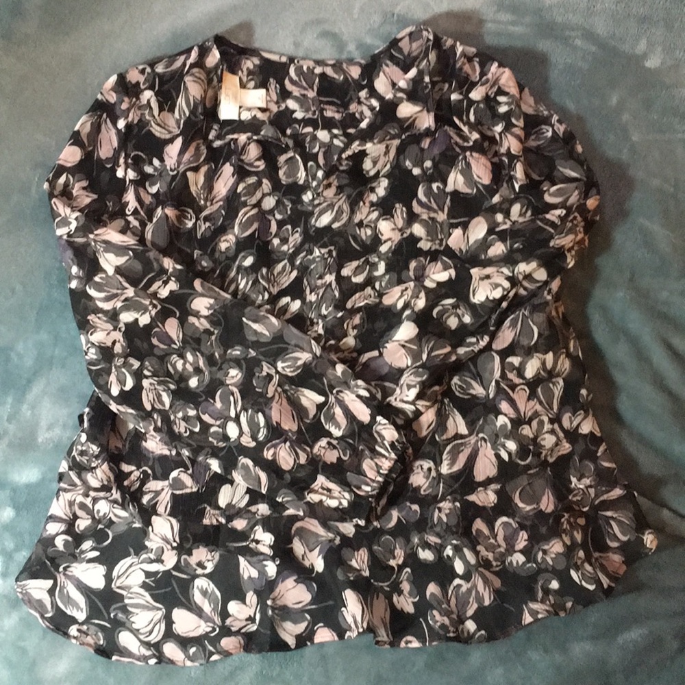 Sheer, ruffles blouse . Great condition .